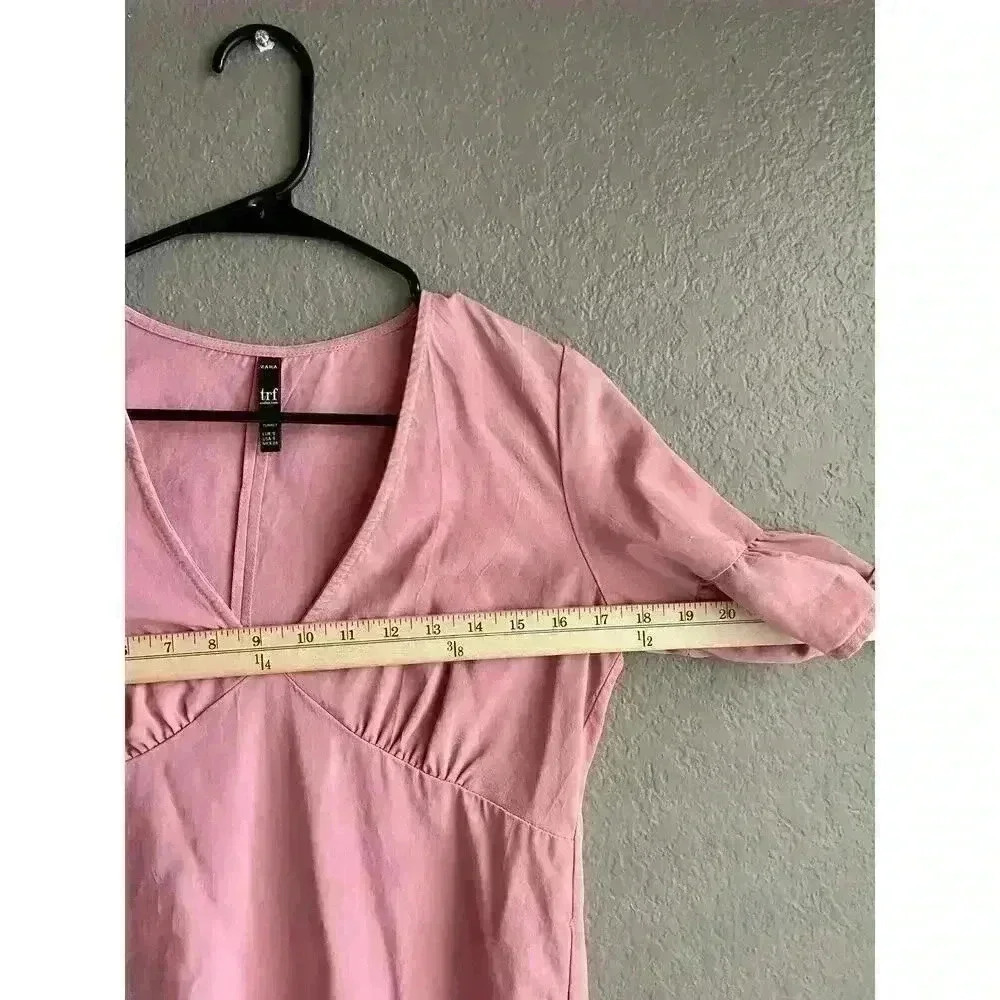 Zara TRF Collection Pink Salmon Ruffle‎ Sleeve Dress Women's Sz Small - Picture 8 of 8